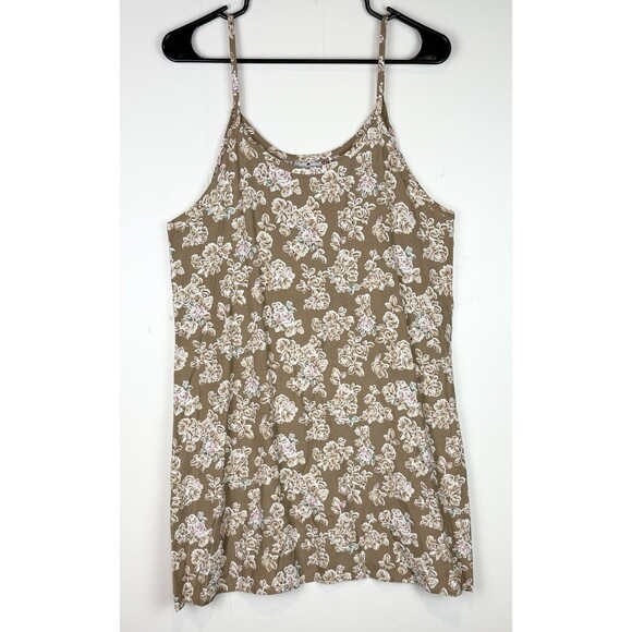 Vintage Y2K 1990s 2000s Jonathan Martin Brown Floral Minidress Dress, Large - Picture 1 of 10